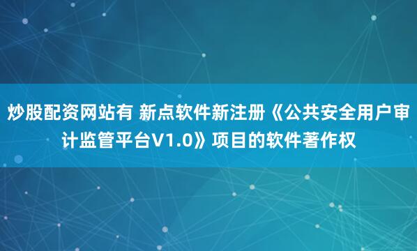 炒股配资网站有 新点软件新注册《公共安全用户审计监管平台V1.0》项目的软件著作权